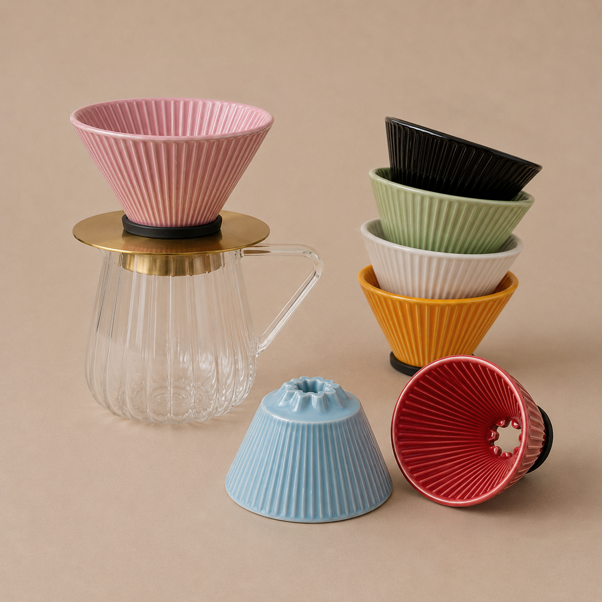 Dripper, support en laiton et carafe en verre – Image 2