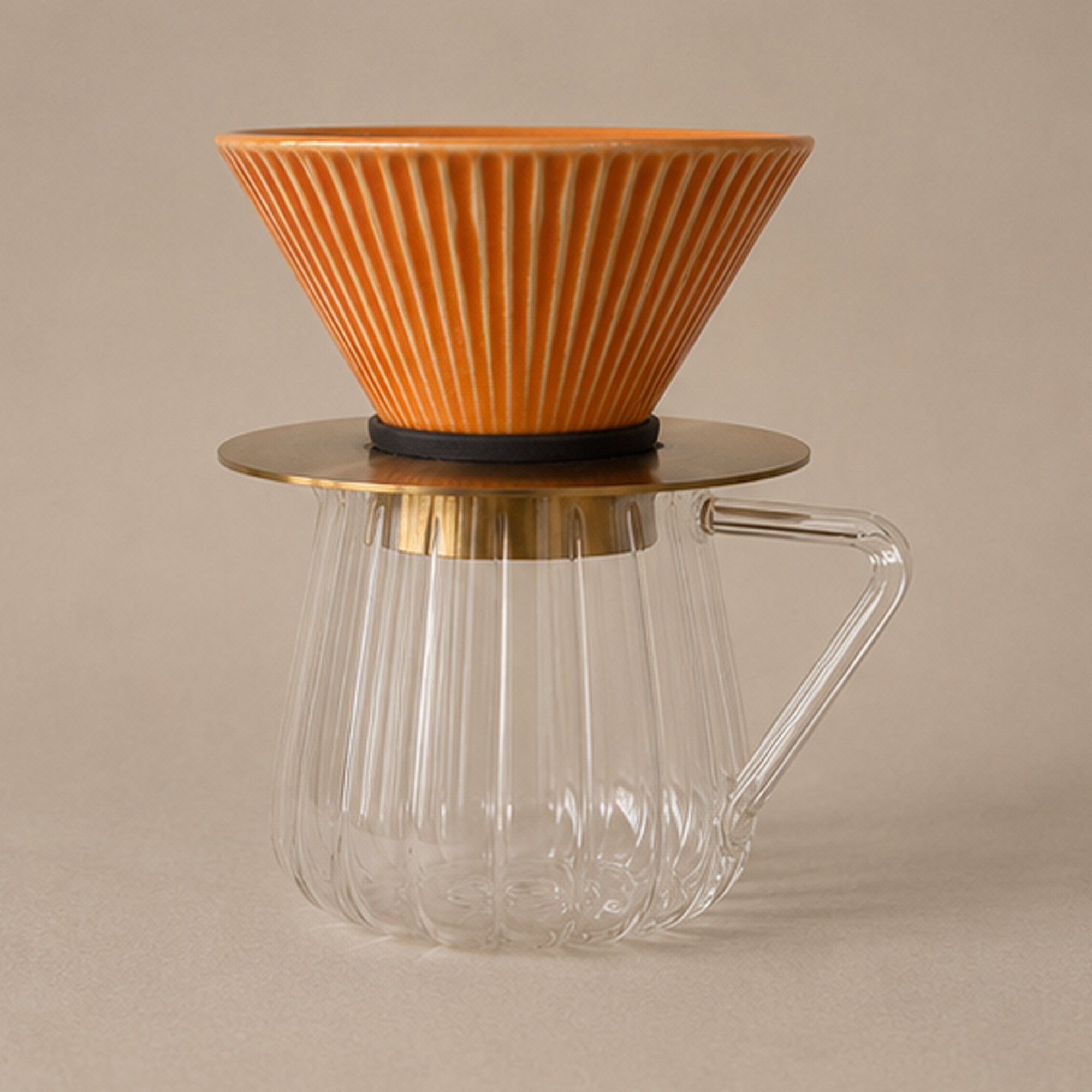 Dripper, support en laiton et carafe en verre
